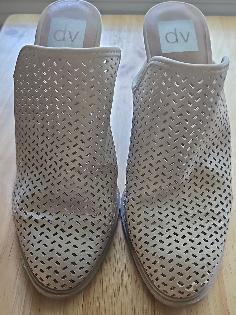 DV by Dolce Vita Beige Perforated Slip-On Mules